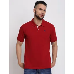 Cantabil Men Maroon Solid Polo Collar Pure Cotton Regular Fit T-shirt-picture-35