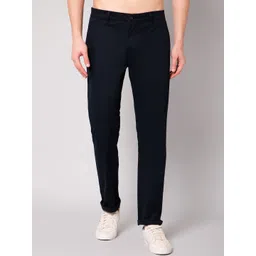 Cantabil Men Navy Blue Cotton Trousers-picture-42