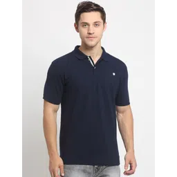 Cantabil Men Navy Blue Polo Collar Slim Fit T-shirt-picture-39