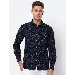 Cantabil Men Navy Blue Printed Casual Shirt-picture-27
