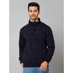 Cantabil Men Navy Blue Printed Sweatshirt-picture-26