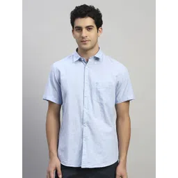 Cantabil Men Original Fit Solid Spread Collar Linen Casual Shirt-picture-13