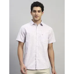 Cantabil Men Original Grid Tattersall Checks Checked Spread Collar Cotton Casual Shirt-picture-32