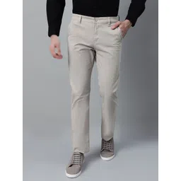 cantabil Men Regular Fit Beige Cotton Blend Trousers-picture-41