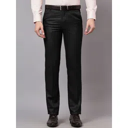 Cantabil Men Self Design Mid-Rise Regular Fit Formal Trousers-picture-16