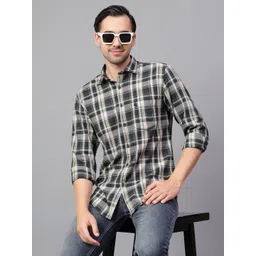 Cantabil Men Slim Fit Tartan Checks Opaque Checked Casual Shirt-picture-24