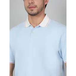 Cantabil Men Solid Polo Collar Cotton T-shirt image 3