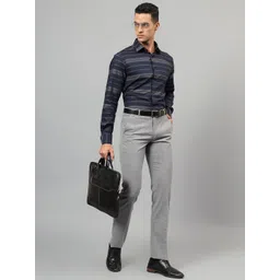 Cantabil Men Spread Collar Horizontal Striped Cotton Formal Shirt-picture-13