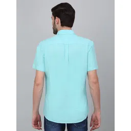 Cantabil Men Spread Collar Solid Cotton Linen Casual Shirt image 5