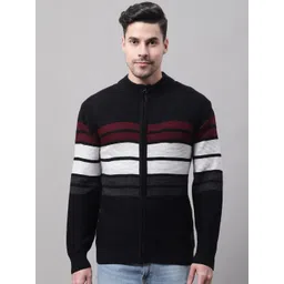 Cantabil Men Striped Cardigan Acrylic Sweater-image-36