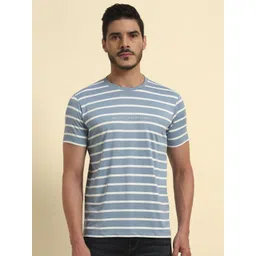 Cantabil Men Striped Round Neck Cotton T-shirt-image-43