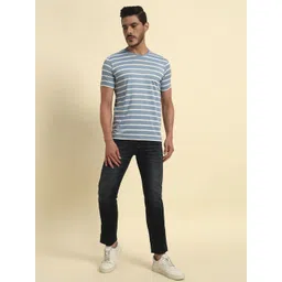 Cantabil Men Striped Round Neck Cotton T-shirt image 3