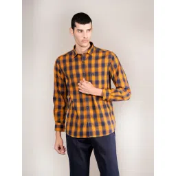 Cantabil Mustard Cotton Regular Fit Checks Shirt-picture-46