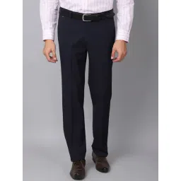 Cantabil Navy Blue Cotton Regular Fit Trousers-picture-31