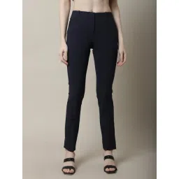Cantabil Navy Mid Rise Flat Front Trousers-picture-35