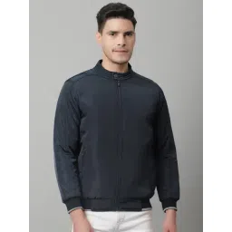Cantabil Navy Regular Fit Mandarin Collar Jacket-picture-26
