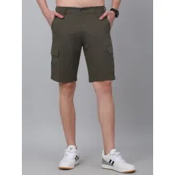 Cantabil Olive Green Regular Fit Cargo Shorts-picture-42