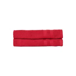 Cantabil Pack Of 2 Solid Red 400 GSM Cotton Hand Towels-picture-19