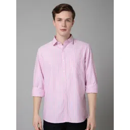 Cantabil Pink Cotton Regular Fit Striped Shirt-picture-19