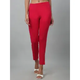 Cantabil Pink Cotton Straight Fit Mid Rise Pants-picture-33