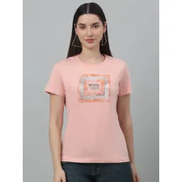 Cantabil Pink Poly Cotton Graphic Print T-Shirt-picture-34