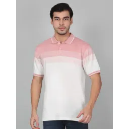 Cantabil Pink Regular Fit Striped Polo T-Shirt-picture-17