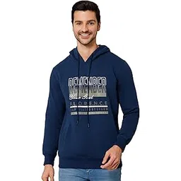 cantabil Printed Airforce Blue Full Sleeves Hooded Neck Regular Fit Mens Casual Sweatshirt | Casual Winter Sweatshirts for Men | Mens Sweatshirts for Winter Wear (P_MSWS00121_Airforce)-picture-22