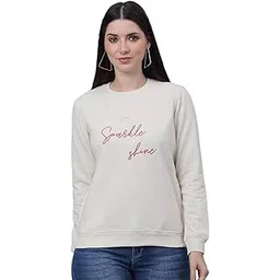 cantabil Printed Beige Round Neck Full Sleeves Regular Fit Women Casual Sweatshirt | Casual Winter Sweatshirts for Women | Ladies Sweatshirts for Winter Wear (P_LSWS00044_BEIGEMELANGE)-picture-13