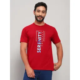 Cantabil Red Regular Fit Printed T-Shirt-picture-27