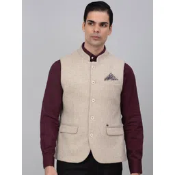 Cantabil Self Design Mandarin Collar Nehru Jacket-picture-16