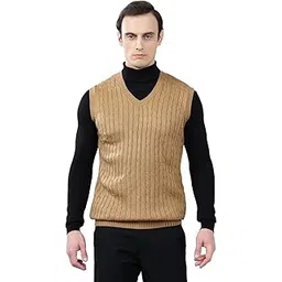 cantabil Self Design V-Neck Sleeveless Regular Fit Mens Casual Sweater | Casual Sweater for Men | Mens Sweater for Winter Wear (P_MSWT00131)-picture-35