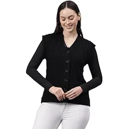 cantabil Self Design V-Neck SleeveslessRegular Fit Women Casual Sweater | Women Sweater for Winter Wear (P_LSWT00156)-picture-37