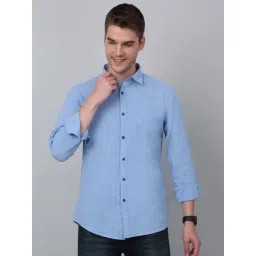 Cantabil Sky Blue Cotton Regular Fit Checks Shirt-picture-16