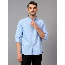 Cantabil Sky Blue Cotton Regular Fit Shirt-picture-28