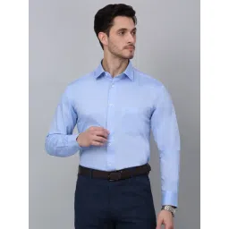 Cantabil Sky Blue Cotton Regular Fit Shirt-picture-38