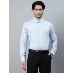 Cantabil Sky Blue Cotton Regular fit Stripes Shirt-picture-42