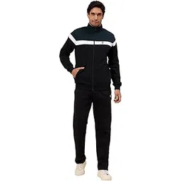 cantabil Track Suit for Men | Winter Wear Mock Collar with Full Zipper Upper Poly Cotton Fabric Colour Block Pattern-picture-41