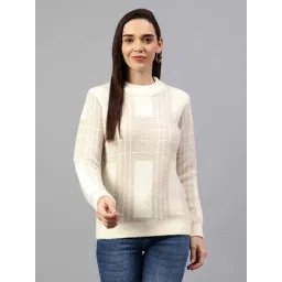 Cantabil White & Beige Self Design Sweater-picture-18