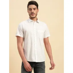 Cantabil White Cotton Regular Fit Checked Casual Shirt-picture-31