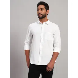 Cantabil White Cotton Regular Fit Self Design Shirt-picture-27
