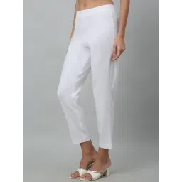 Cantabil White Cotton Straight Fit Pants image 3
