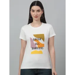 Cantabil White Poly Cotton Graphic Print T-Shirt-picture-34