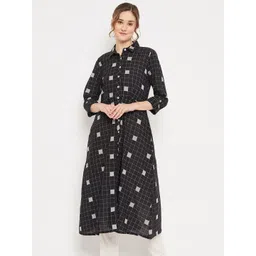 Cantabil Women Black & White Geometric Printed Kurta-picture-12