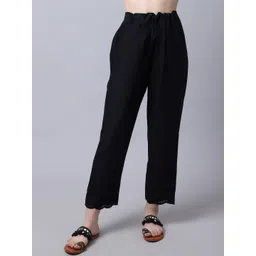 Cantabil Women Black Solid Trousers-picture-11