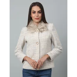 cantabil Women Checkered Single Breasted Casual Blazer-picture-22