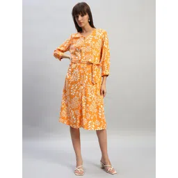 Cantabil Women Floral Print Belted A-Line Midi Dress-picture-36