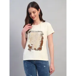 Cantabil Women Floral Printed Extended Sleeves T-shirt-picture-19