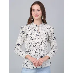 Cantabil Women Floral Printed Mandarin Collar Top-picture-24