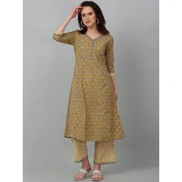 Cantabil Women Floral Printed Pure Cotton Straight Kurta with Palazzos-picture-20