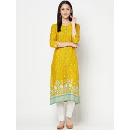 Cantabil Women Mustard Yellow Floral Printed Kurta-picture-31
